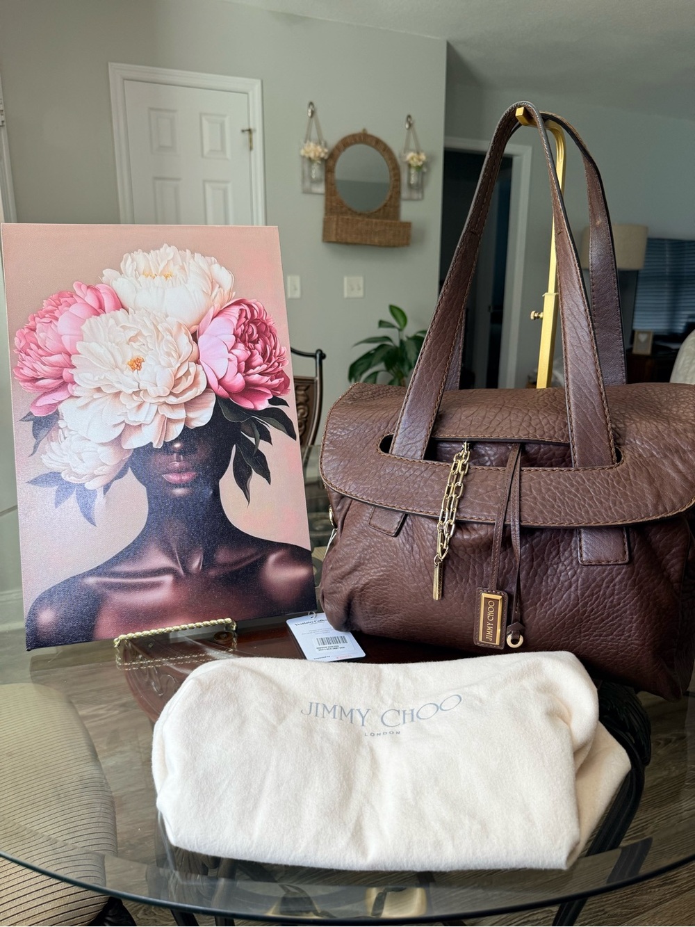 Jimmy Choo Vintage Tan Suede Interior Handbag